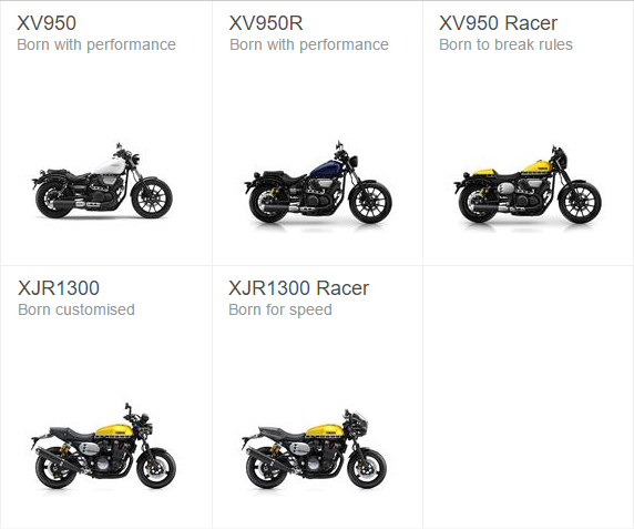 XJR1300 XV950 lineup